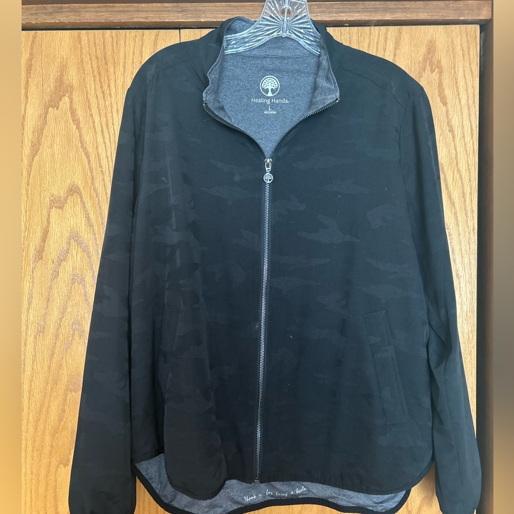 Healing Hands Charcoal and Black Zip-Up